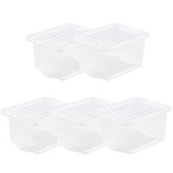 Wham Crystal 28L Box & Lid - Pack Of 5