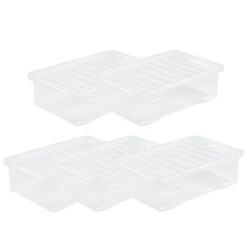 Wham Crystal 32L Under Bed Box & Lid - Pack Of 5