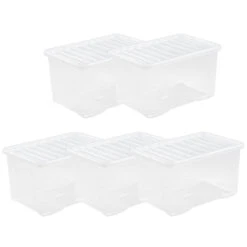 Wham Crystal 60L Box & Lid - Pack Of 5