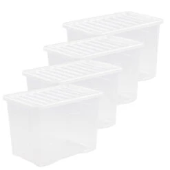 Wham Crystal 80L Box & Lid - Pack Of 4