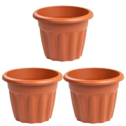 Vista Round Planter 33cm Terracotta - Pack Of 3