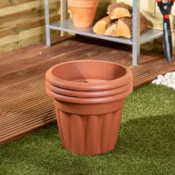 Vista Round Planter 33cm Terracotta - Pack Of 3 -Home Furnishings Store 10437413 4