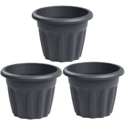 Vista Round Planter 33cm Slate- Pack Of 3