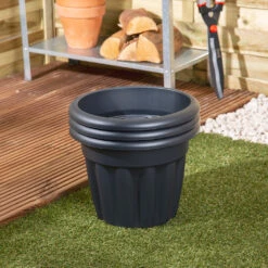 Vista Round Planter 33cm Slate- Pack Of 3 -Home Furnishings Store 10437414 4