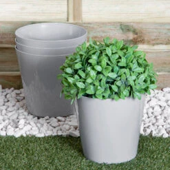 Round Studio Planters 21cm Grey - Pack Of 4 -Home Furnishings Store 10437423 3