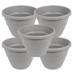 Beehive 40cm Round Planter Upcycle Grey - Set Of 5