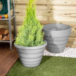 Beehive 40cm Round Planter Upcycle Grey - Set Of 5 7 Beehive 40cm Round Planter Upcycle Grey - Set Of 5 -Home Furnishings Store 10442924 Set 5 Beehive 40cm Round Planter Upcycle Grey 3