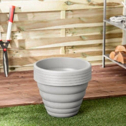 Beehive 40cm Round Planter Upcycle Grey - Set Of 5 8 Beehive 40cm Round Planter Upcycle Grey - Set Of 5 -Home Furnishings Store 10442924 Set 5 Beehive 40cm Round Planter Upcycle Grey 4