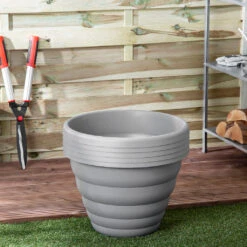 Beehive 48cm Round Planter Upcycle Grey - Set Of 5 -Home Furnishings Store 10442925 Set 5 Beehive 48cm Round Planter Upcycle Grey 4
