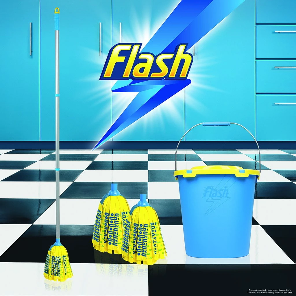 Flash Mighty Mop With 2 Mop Head Refills & Mop Bucket 2 Flash Mighty Mop With 2 Mop Head Refills & Mop Bucket - Image 2