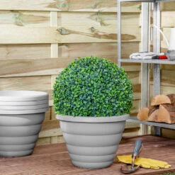 Set 5 Beehive 32cm Round Planter Upcycle Grey -Home Furnishings Store 10442955 Set 5 Beehive 32cm Round Planter Upcycle Grey 3