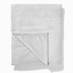 At Home Powder Plush Plain Throw Silver - 150x180cm