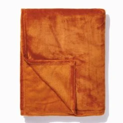 At Home Powder Plush Plain Throw Cinnamon - 150x180cm
