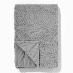 At Home Faux Fur Grey Throw