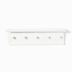 At Home White Pine Wall 5 Coat Hook