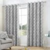 Fusion Brooklyn 100% Cotton Eyelet Curtains Grey