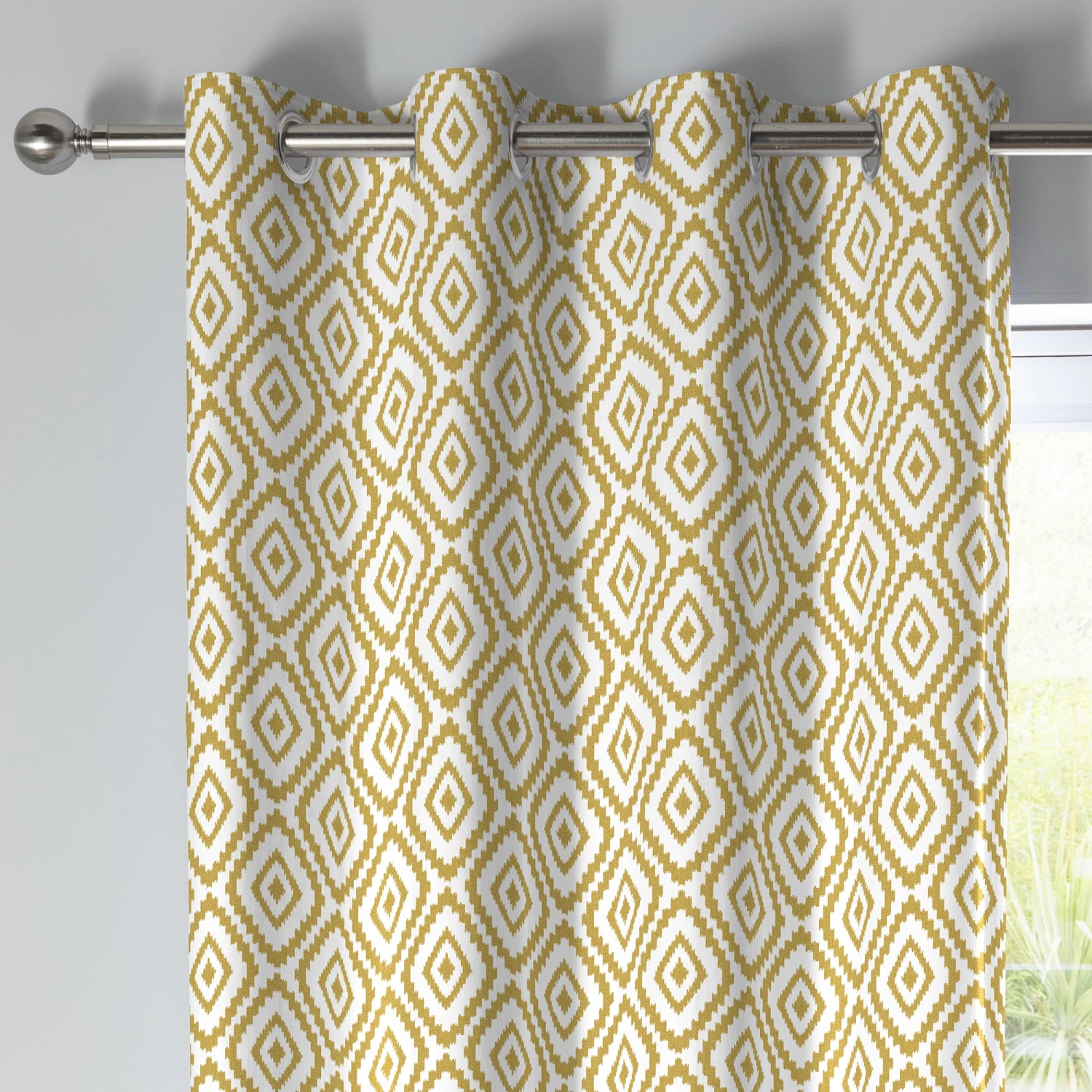 Fusion Navaho 100% Cotton Eyelet Curtains Ochre 2 Fusion Navaho 100% Cotton Eyelet Curtains Ochre - Image 2