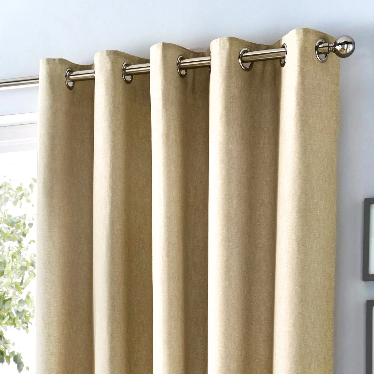 Fusion Sorbonne 100% Cotton Eyelet Curtains Natural 3 Fusion Sorbonne 100% Cotton Eyelet Curtains Natural - Image 3