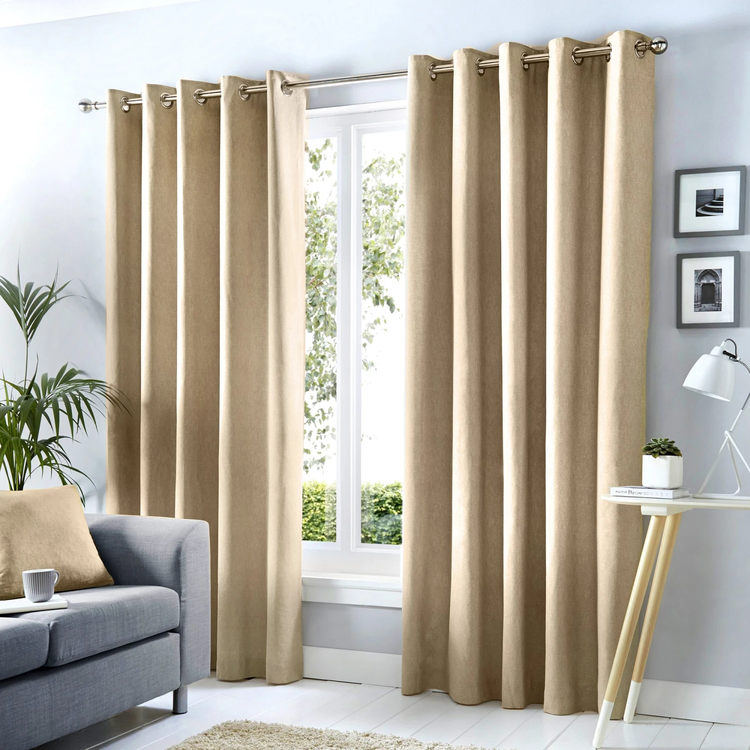 Fusion Sorbonne 100% Cotton Eyelet Curtains Natural 1 Fusion Sorbonne 100% Cotton Eyelet Curtains Natural