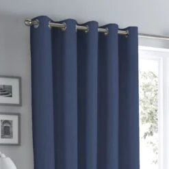 Fusion Sorbonne 100% Cotton Eyelet Curtains Navy -Home Furnishings Store 10452704 Fusion Sorbonne 100 Cotton Eyelet Curtains 66X72 Navy 2 jpg 9aa937c2 b6e2 4b2b 9d44 f1e8b9c45093