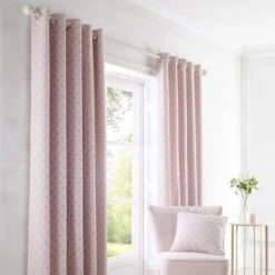 Dreams & Drapes Tiffany Jacquard Eyelet Curtains Blush