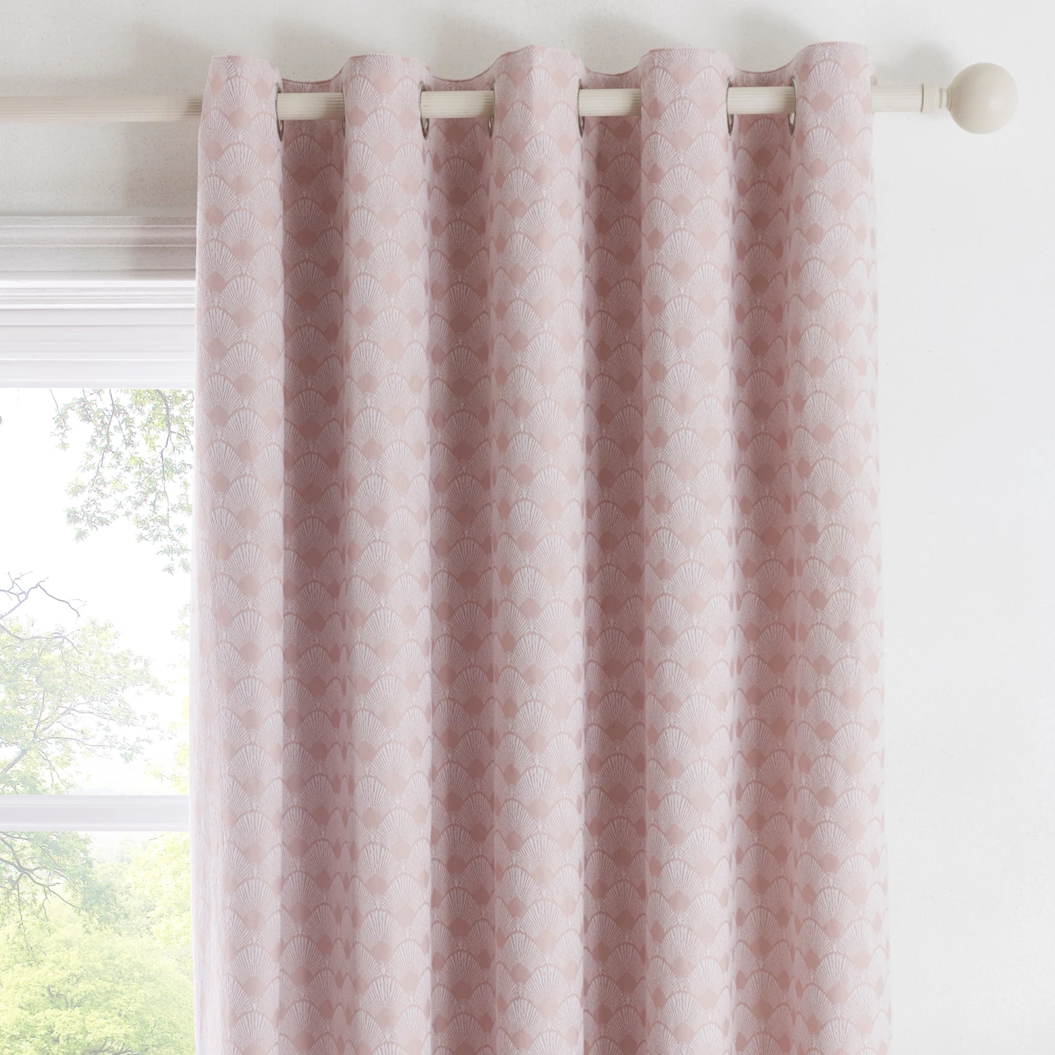 Dreams & Drapes Tiffany Jacquard Eyelet Curtains Blush 2 Dreams & Drapes Tiffany Jacquard Eyelet Curtains Blush - Image 2