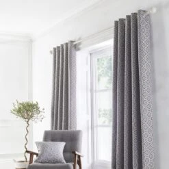 Appletree Loft Asha Jacquard Eyelet Curtains Slate