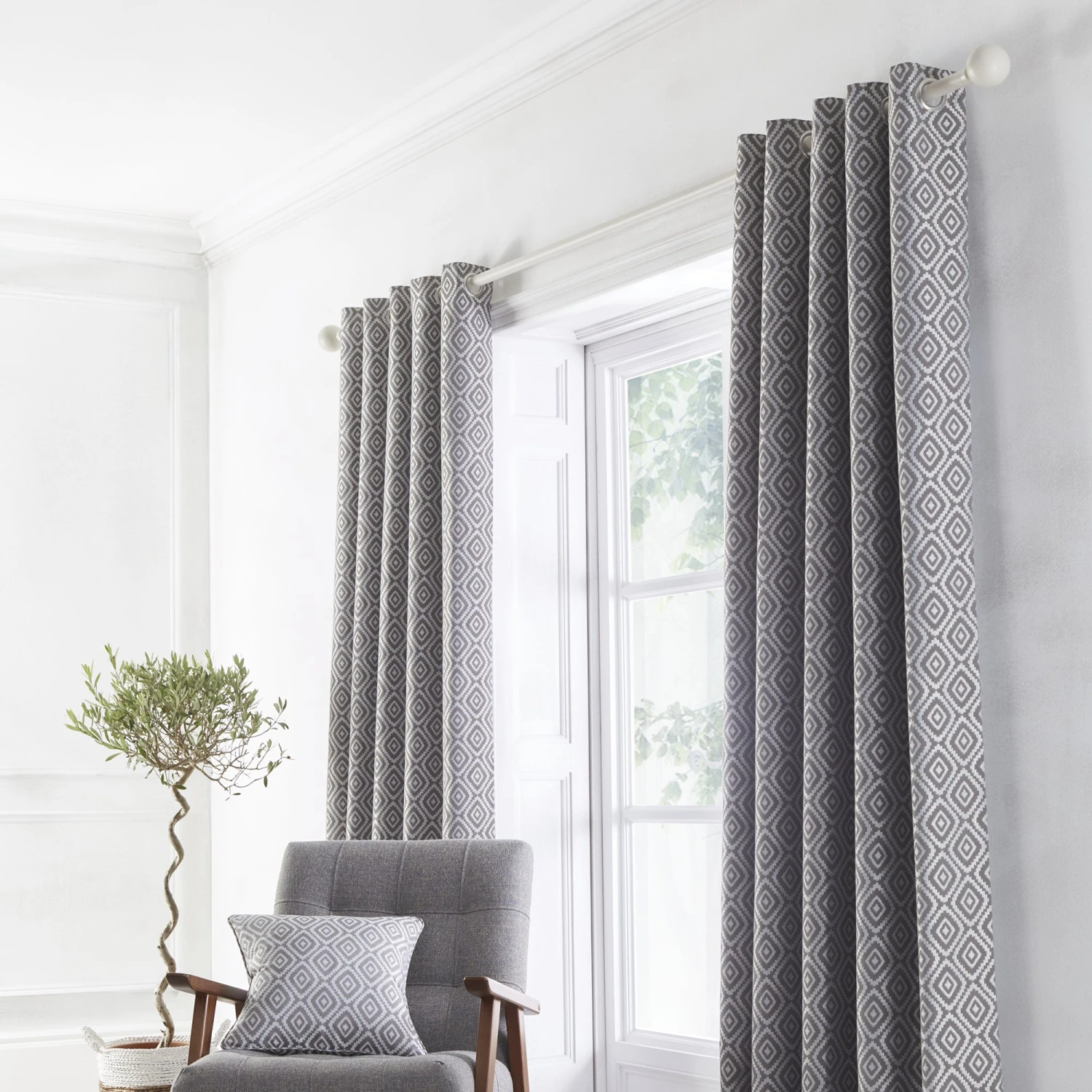 Appletree Loft Asha Jacquard Eyelet Curtains Slate 1 Appletree Loft Asha Jacquard Eyelet Curtains Slate