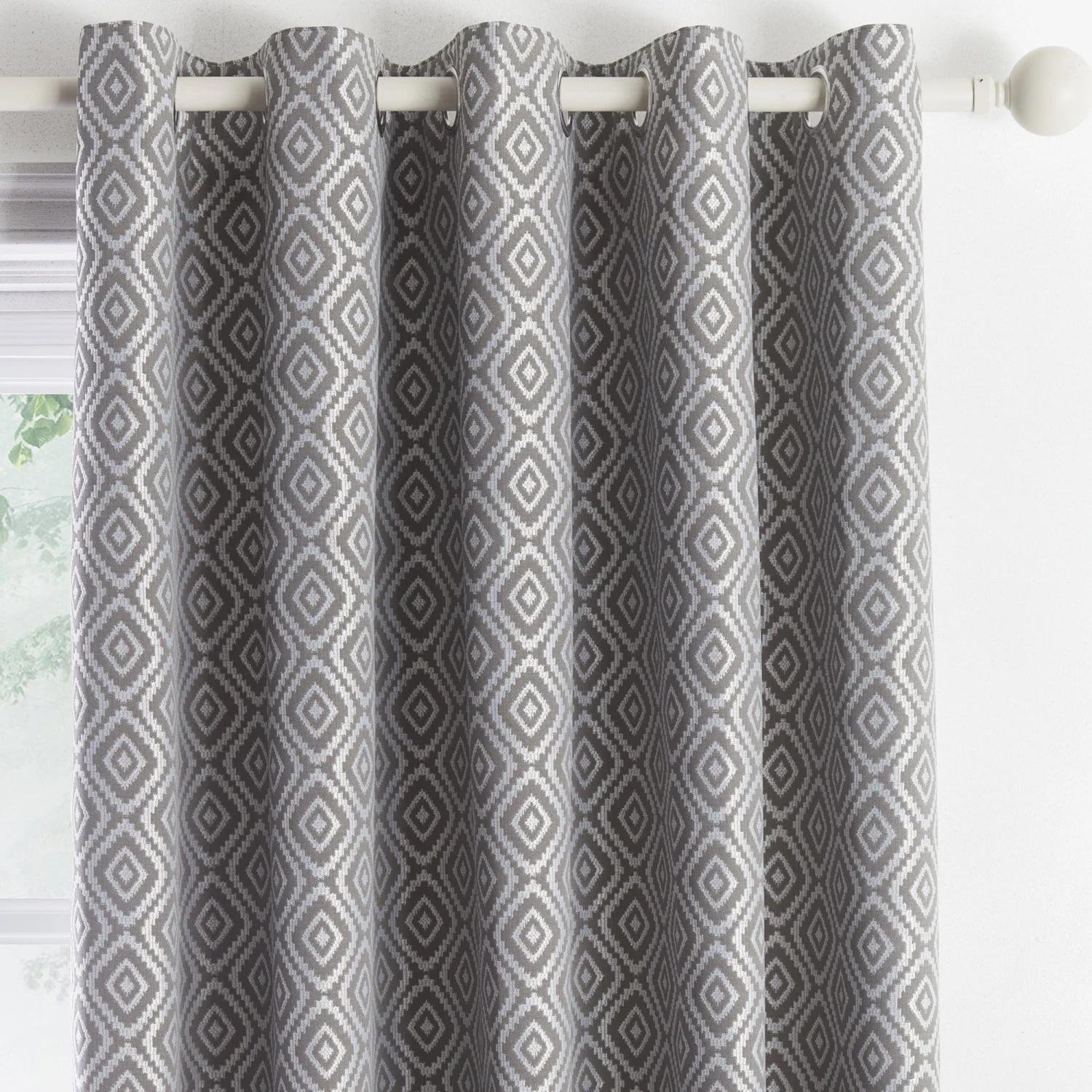Appletree Loft Asha Jacquard Eyelet Curtains Slate 2 Appletree Loft Asha Jacquard Eyelet Curtains Slate - Image 2