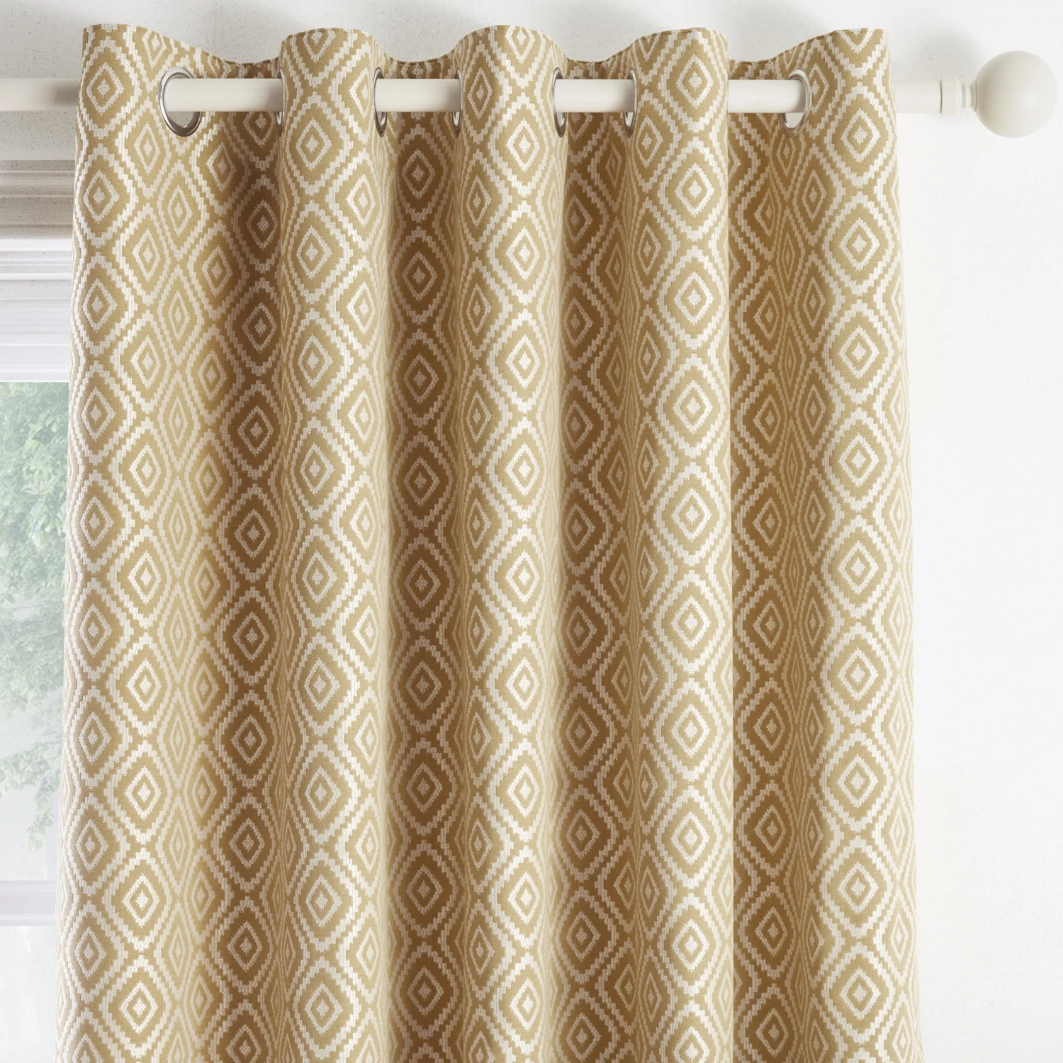 Appletree Loft Asha Jacquard Eyelet Curtains Ochre 2 Appletree Loft Asha Jacquard Eyelet Curtains Ochre - Image 2