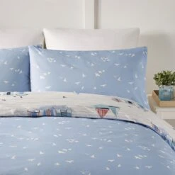 Fusion Beach Huts Duvet Cover Set - Blue -Home Furnishings Store 10471346 10471347 10471348 Fusion Beach Huts Easy Care Duvet Cover Set Blue 5