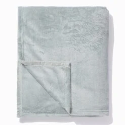 At Home Powder Plush Plain Throw Sage - 150x180cm