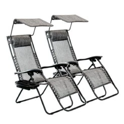 Zero Gravity Lounger W/Sunshades - Black & Grey - Pack Of 2
