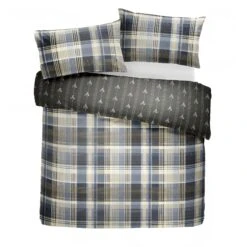 Dreams & Drapes Lodge Connolly Check Duvet Cover Set - Charcoal