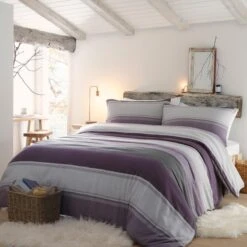 Fusion Snug Betley Brushed Duvet Cover Set - Plum