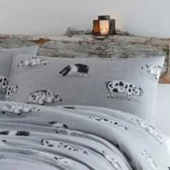 Fusion Snug Cosy Pig Duvet Cover Set - Grey -Home Furnishings Store 10492061 10492062 10492063 10492064 Fusion Snug Cosy Pig Duvet Cover Set Grey 1