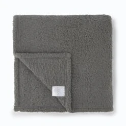 Teddy Plain Dye Throw - Charcoal
