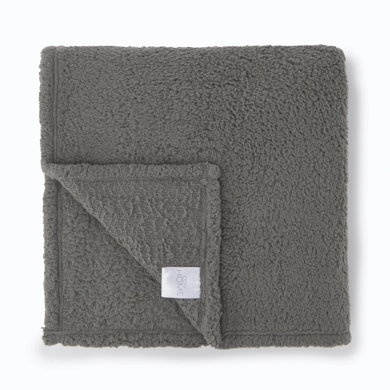 Teddy Plain Dye Throw - Charcoal 1 Teddy Plain Dye Throw - Charcoal
