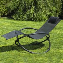 Louis Textile Rocking Lounger - Black