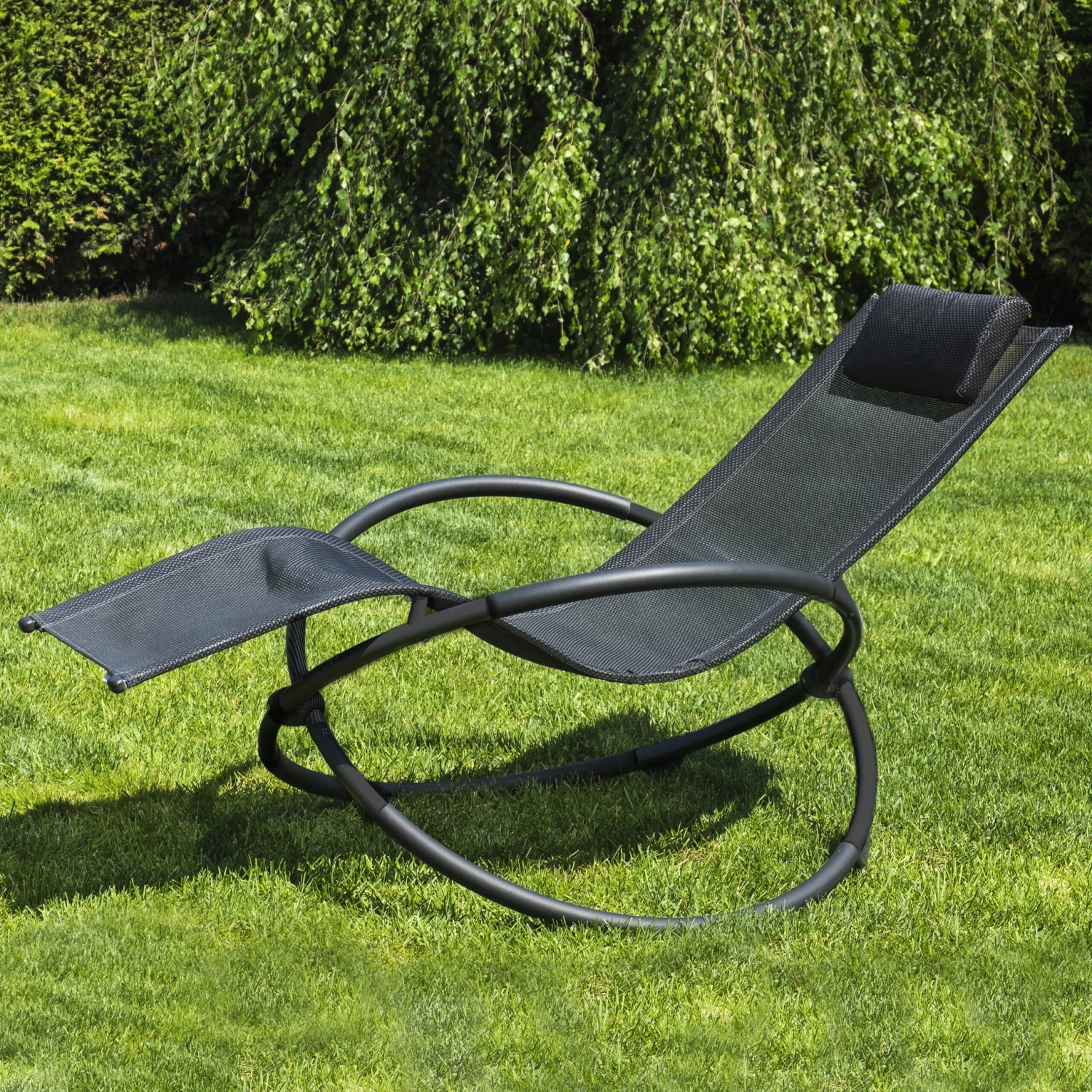 Louis Textile Rocking Lounger - Black 1 Louis Textile Rocking Lounger - Black