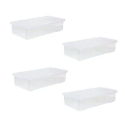 Crystal 42L U/bed Box & Lid Clear - Pack Of 4