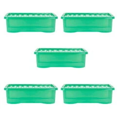 Wham Crystal 32L Box & Lid Tinted Green - Pack Of 5