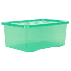 Wham Crystal 45L Box & Lid Tinted Green - Pack Of 5 -Home Furnishings Store 25132 002