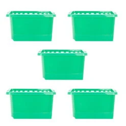 Wham Crystal 28L Box & Lid Tinted Green - Pack Of 5