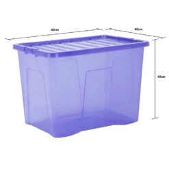Wham Crystal 80L Box & Lid Tinted Blue - Pack Of 4 -Home Furnishings Store 450496 002