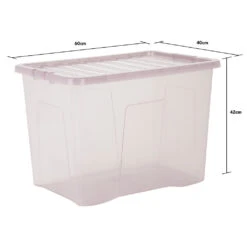 Wham Crystal 80L Box & Lid Tinted Pink - Pack Of 4 -Home Furnishings Store 450499 002