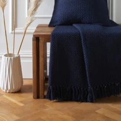 Drift Hayden Throw 200x200cm -Home Furnishings Store Hayden throw navy 2 06c1158c 6516 464d a284 edcce3690eb9