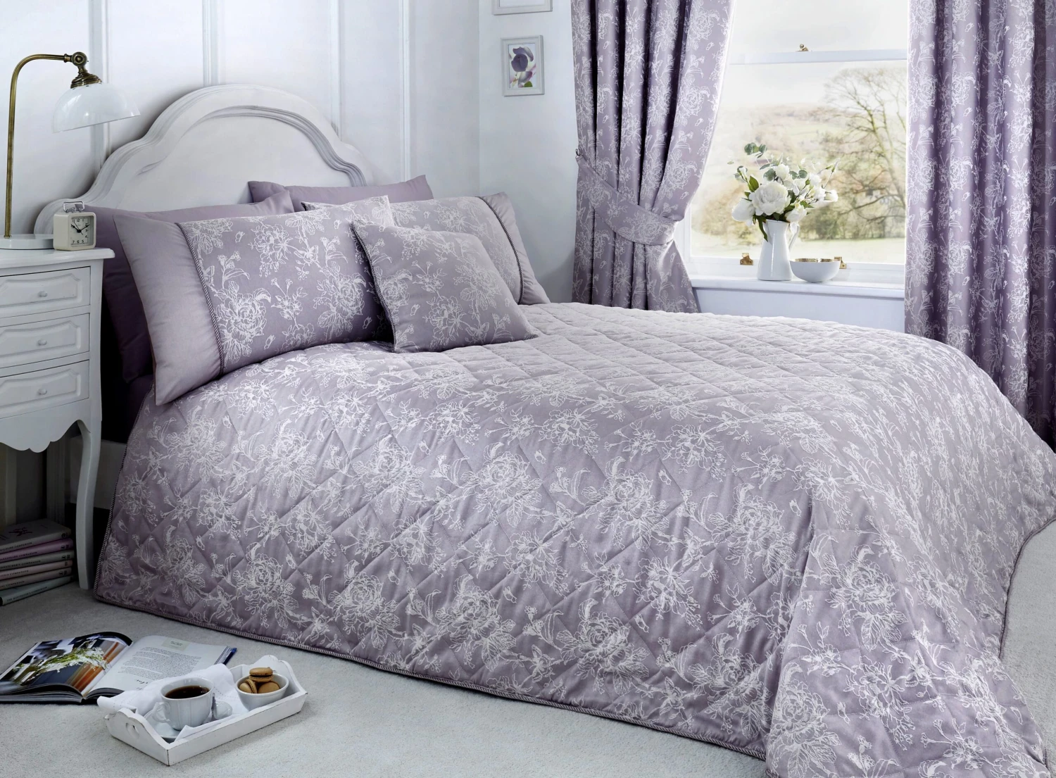 Dreams & Drapes Woven Jasmine Bedspread - Lavender 1 Dreams & Drapes Woven Jasmine Bedspread - Lavender
