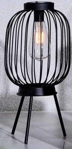 Outmore Black Oval Bulb Cage Lantern On Legs