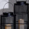 Outmore Black Rattan Solar Candle Lantern